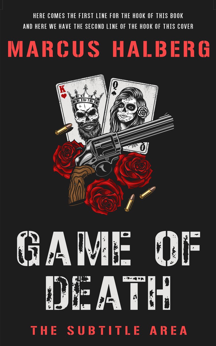 2D view of Premade Action & Adventure Book Cover - Cod Gray