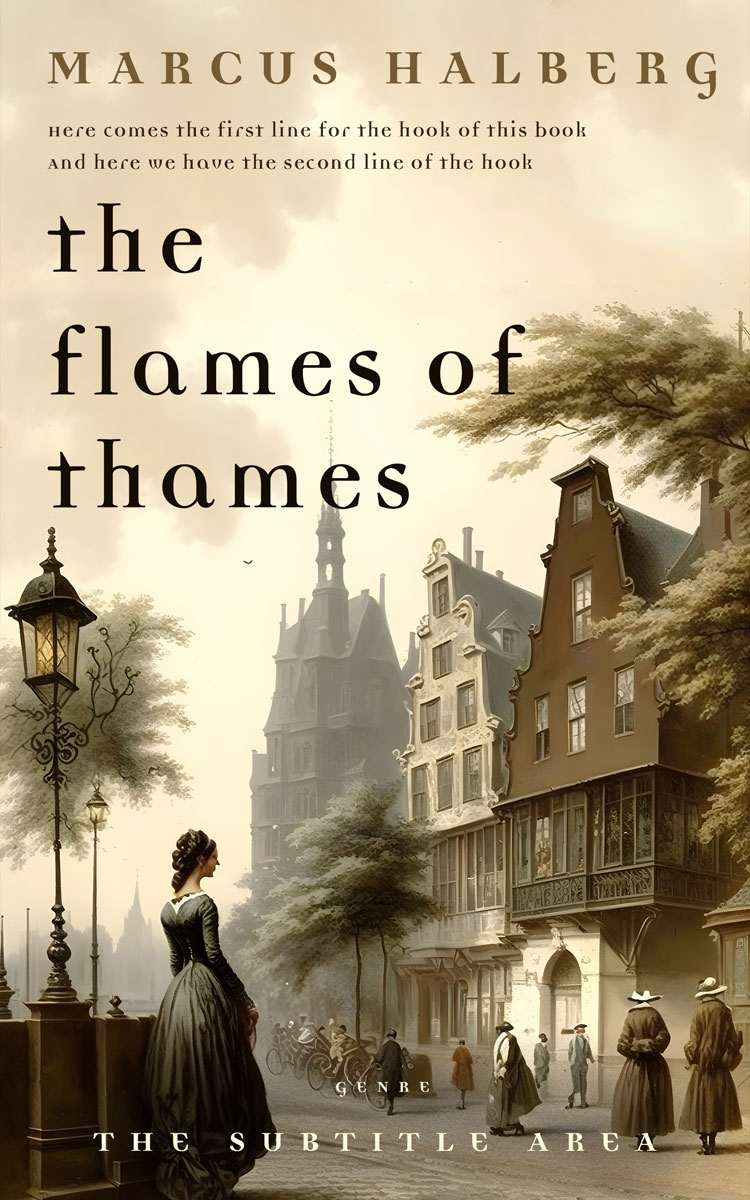 2D view of Premade Historical Book Cover - Double Spanish White