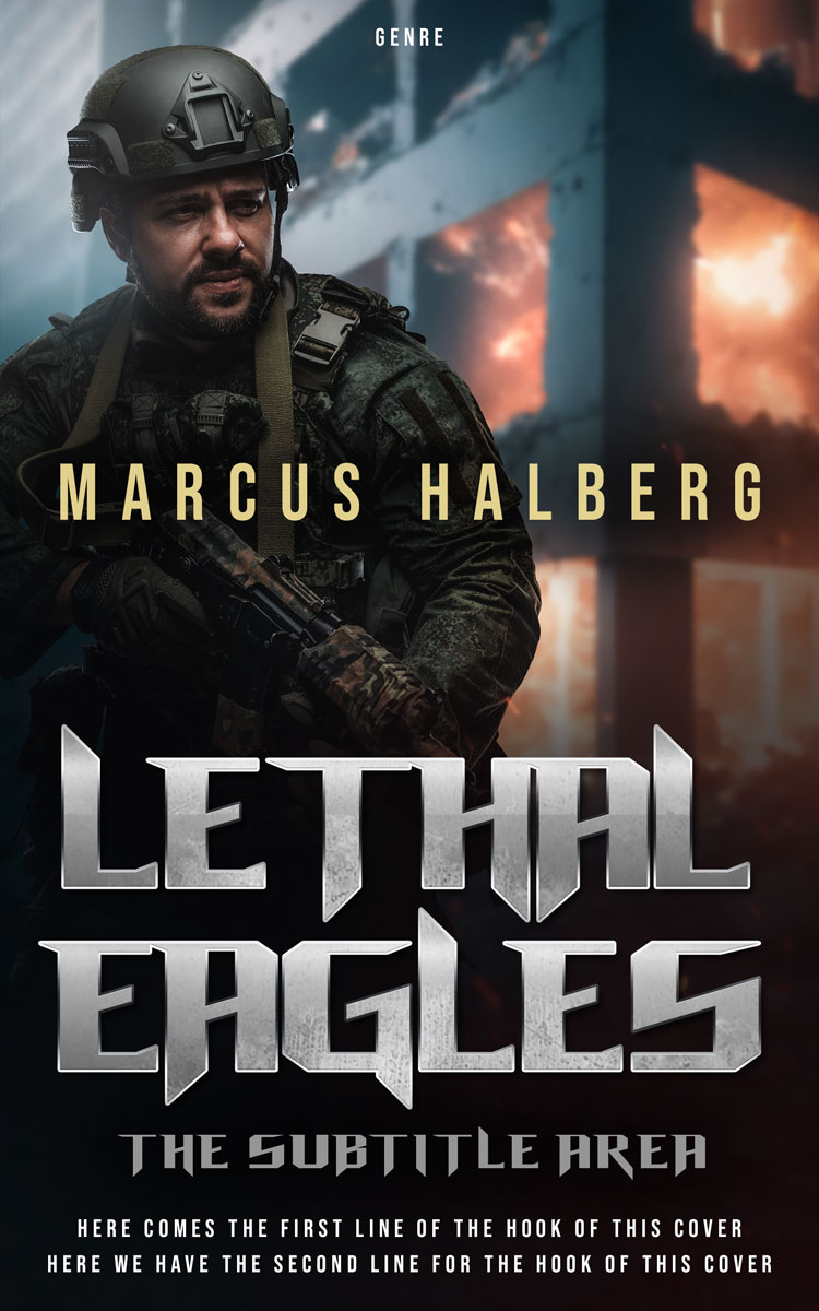 2D view of Premade Action & Adventure Book Cover - Silk