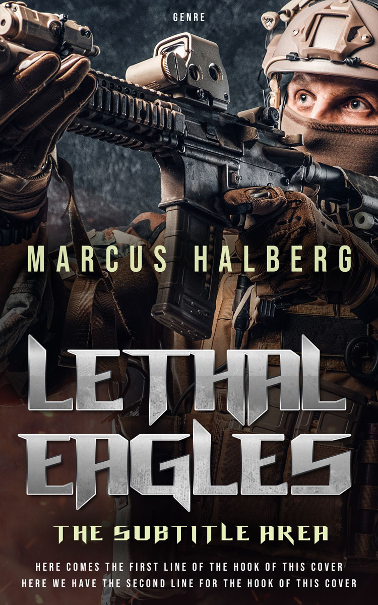 2D view of Premade Action & Adventure Book Cover - Thunder