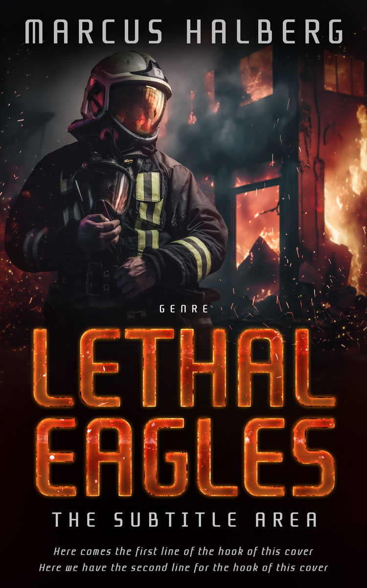 2D view of Premade Action & Adventure Book Cover - Cod Gray