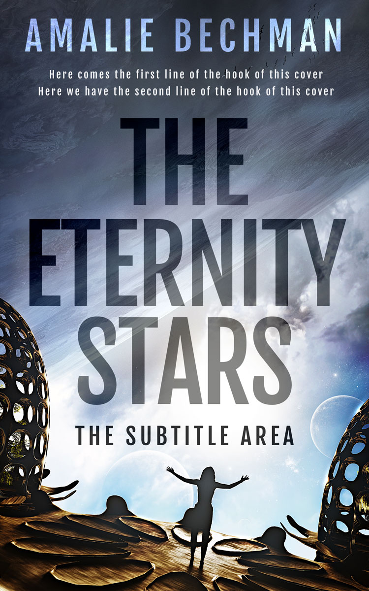 2D view of Premade Science Fiction Book Cover - Bright Gray