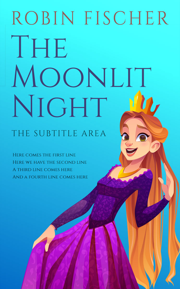 2D view of Premade Royal Romance Book Cover - Picton Blue