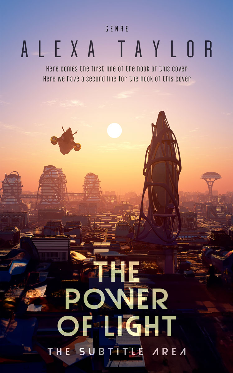 2D view of Premade Science Fiction Book Cover - Clam Shell