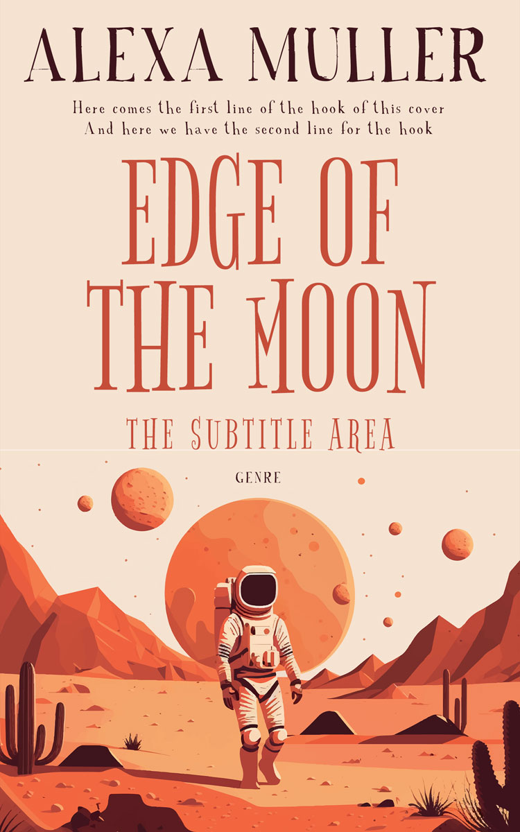 2D view of Premade Science Fiction Book Cover - Medium Carmine