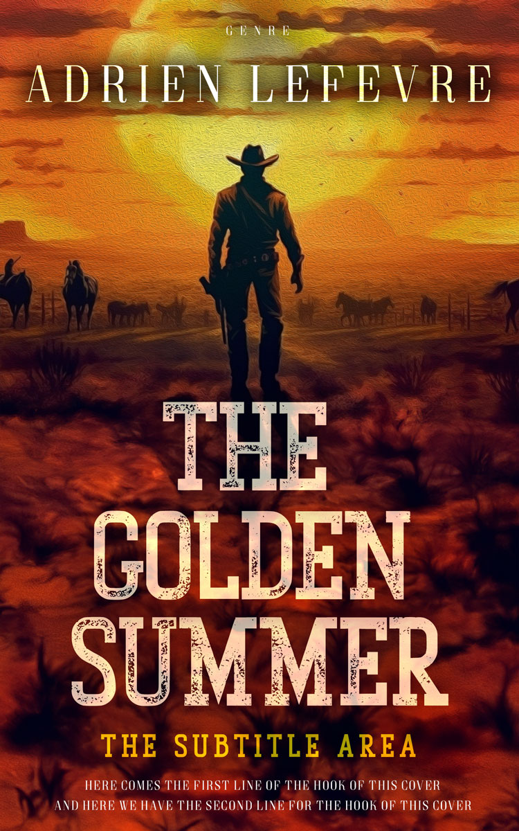 2D view of Premade Action & Adventure Book Cover - Brown Derby