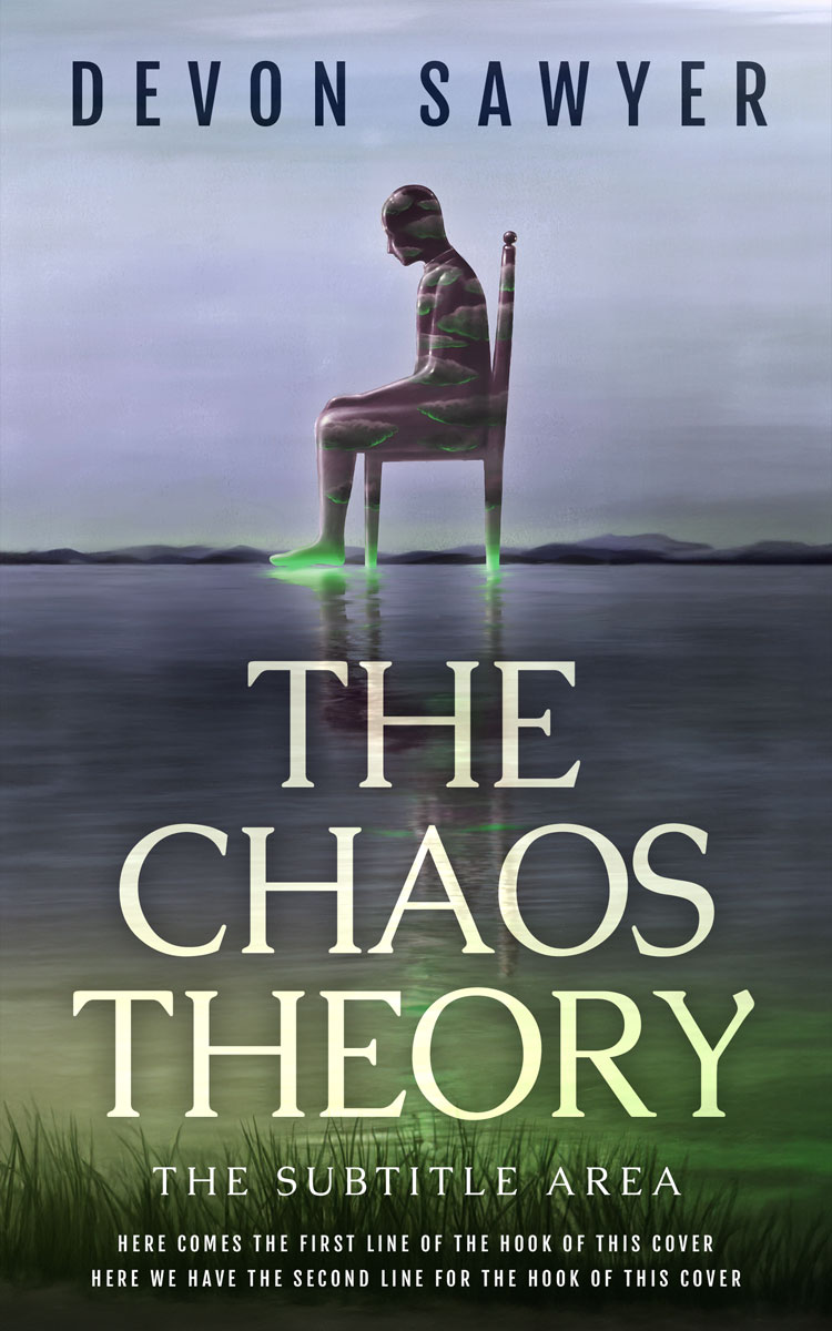 2D view of Premade Surreal Book Cover - Lunar Green