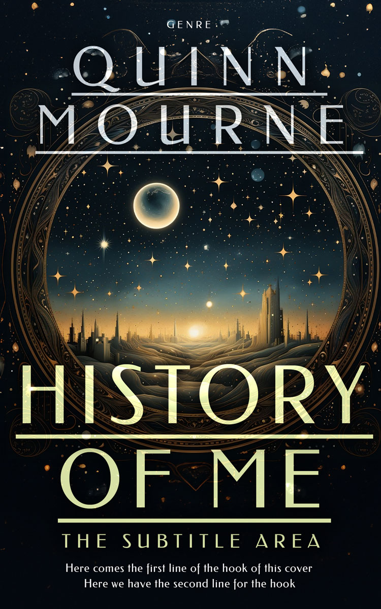 2D view of Premade Science Fiction Book Cover - Black