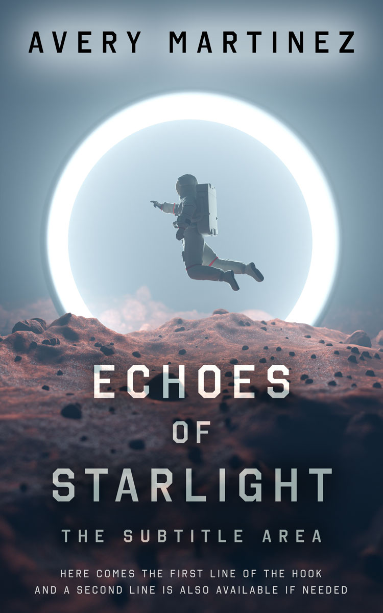 2D view of Premade Science Fiction Book Cover - Bright Gray