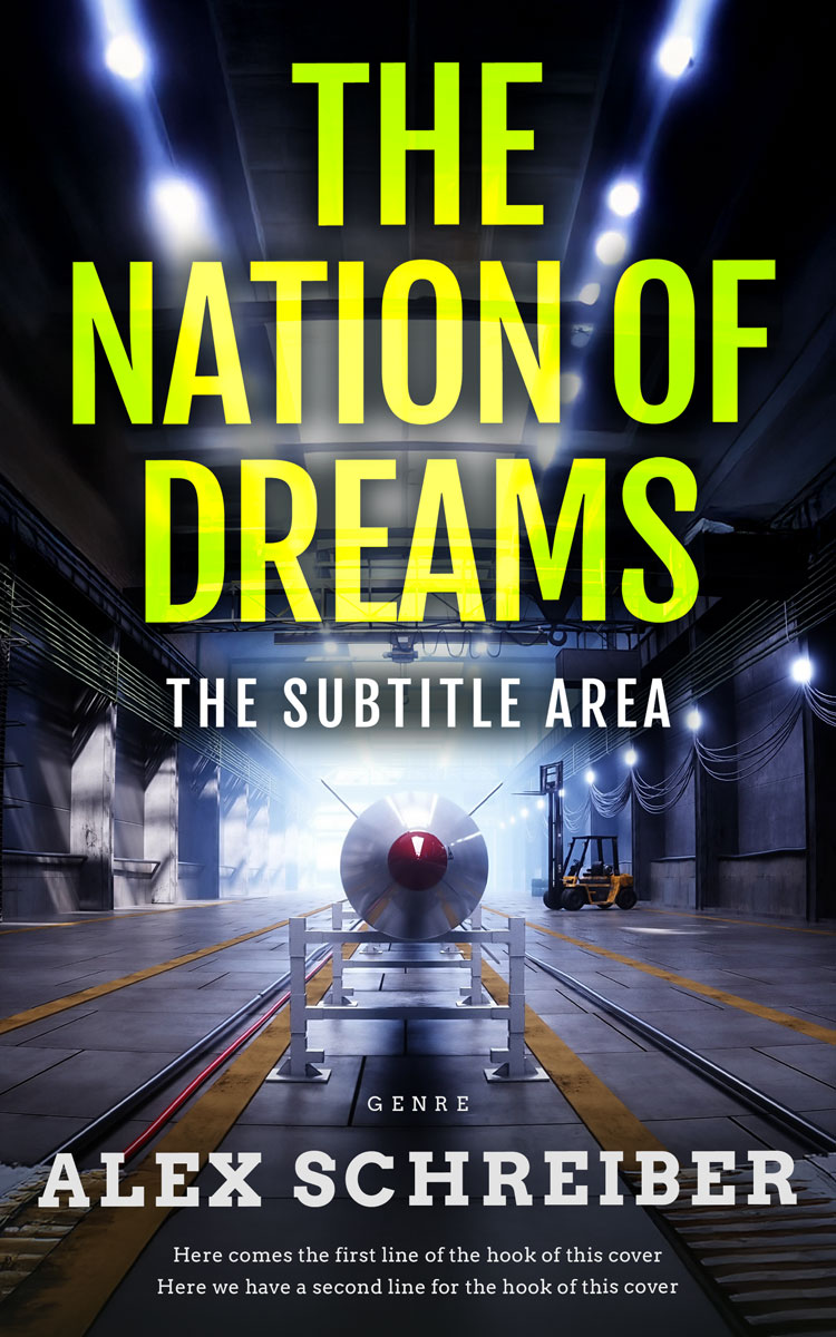 2D view of Premade Science Fiction Book Cover - Yellow Green