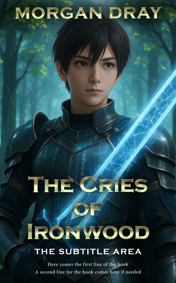 2D view of Premade LitRPG Book Cover - Timber Green