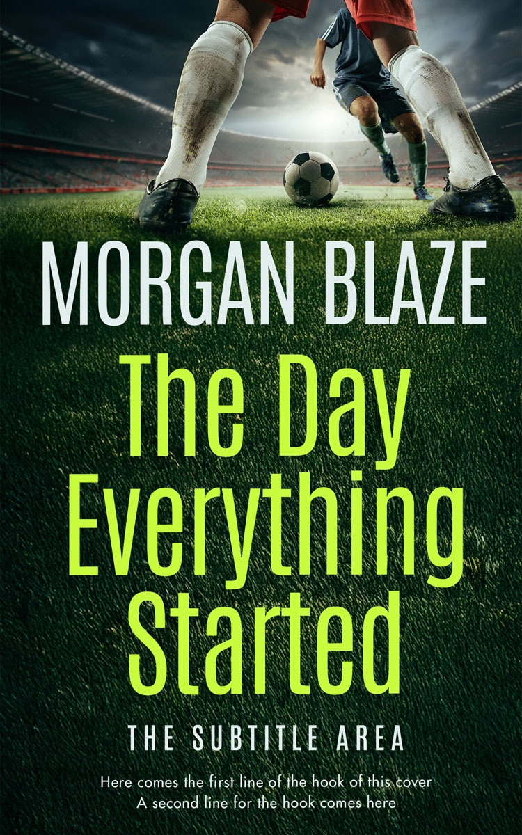 2D view of Premade Sports & Fitness Book Cover - Yellow Green