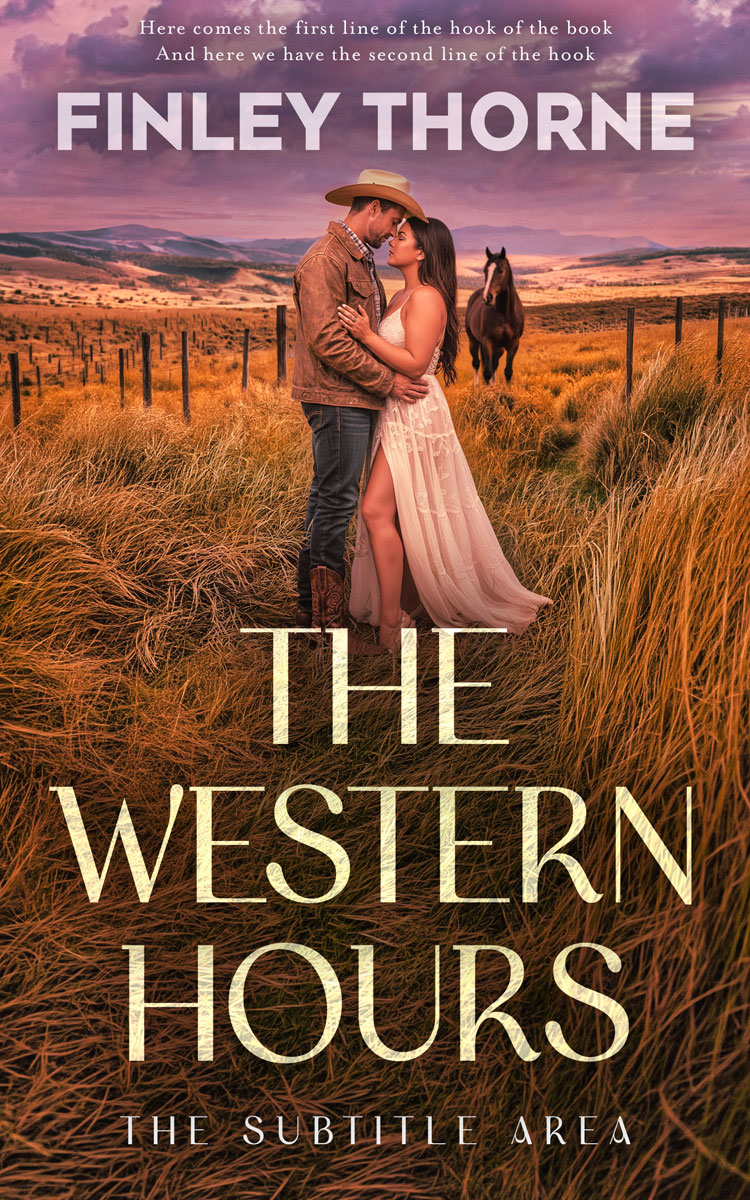 2D view of Premade Western Book Cover - Saddle