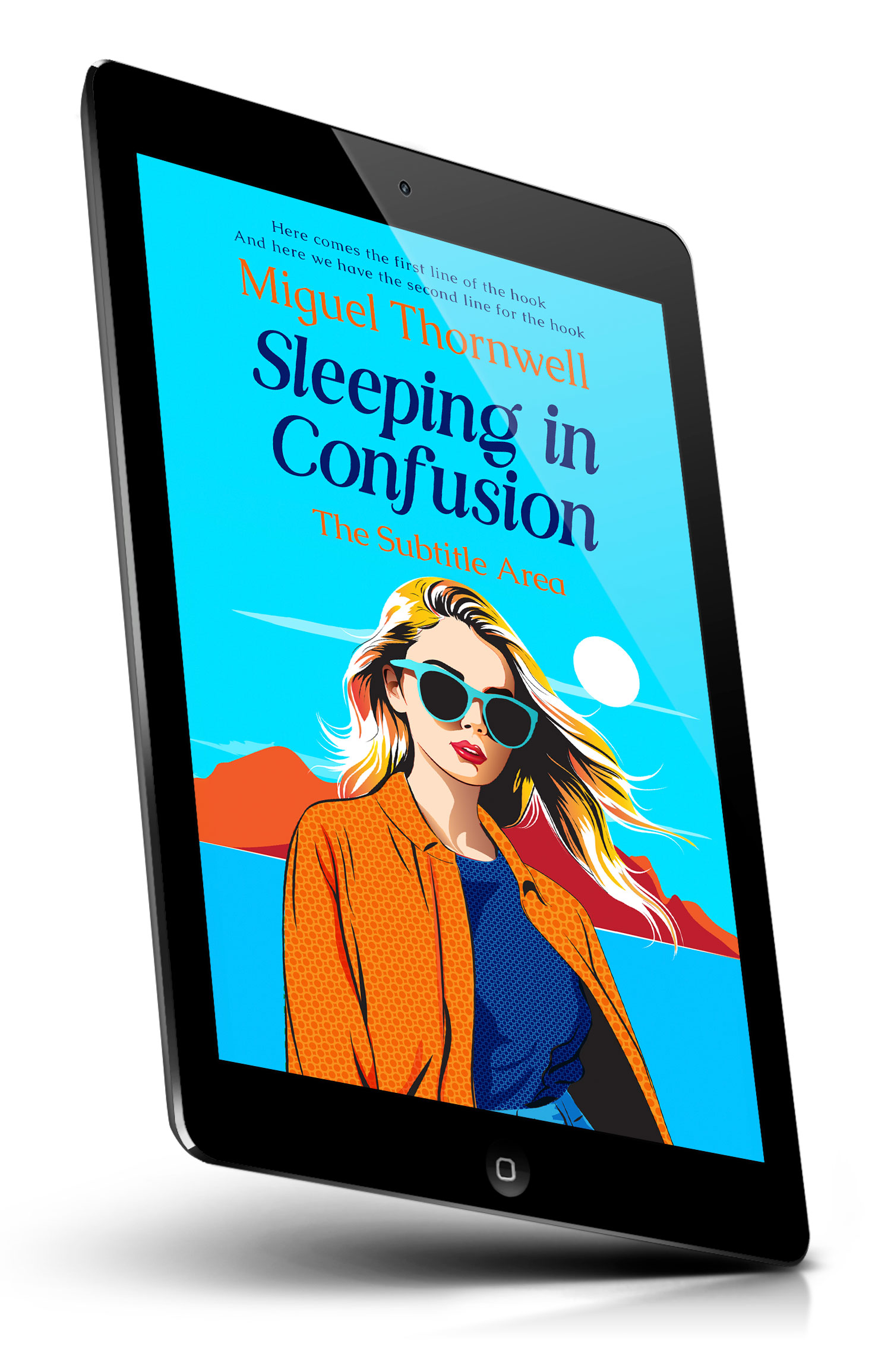 Tablet view of Premade Chick Lit Book Cover - Bright Turquoise #17665 | BookCoverZone