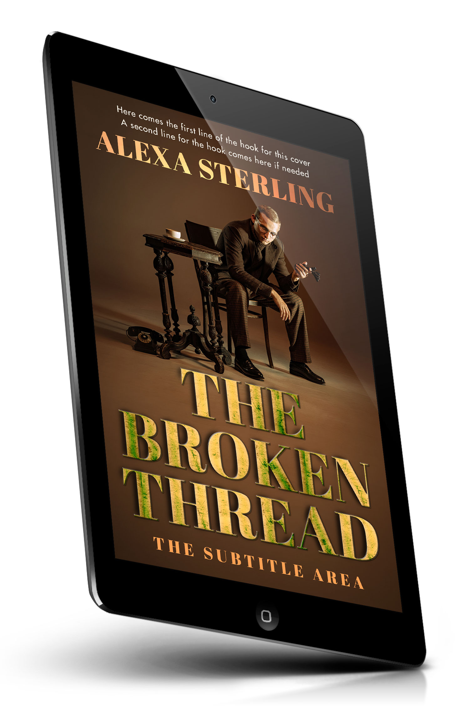 Tablet view of Premade Mystery & Thriller & Suspense Book Cover - Metallic Bronze #36957 | BookCoverZone