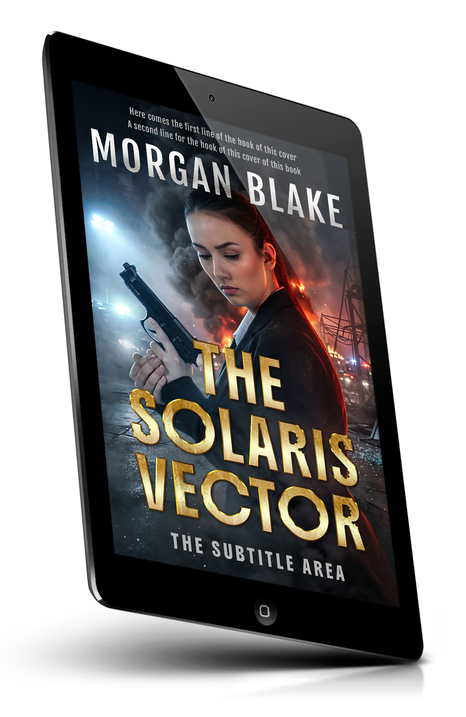Tablet view of Premade Action & Adventure Book Cover - Indian Khaki #37307 | BookCoverZone