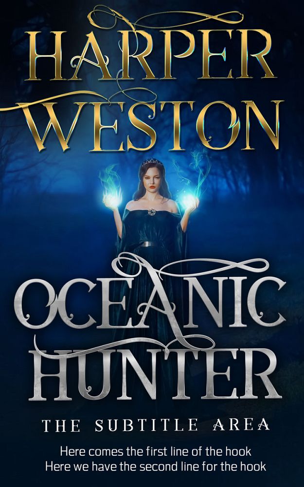Front view of Black Pearl #23468 - Premade Fantasy Book Cover | BookCoverZone