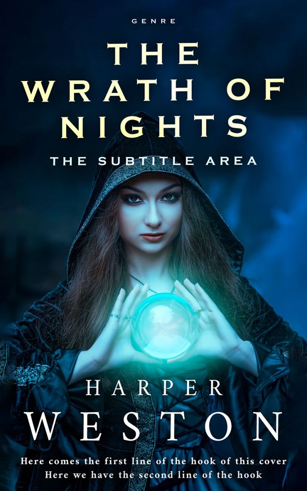 Front view of Black Pearl #23924 - Premade Fantasy Book Cover | BookCoverZone
