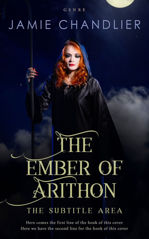 Front view of Ebony #31208 - Premade Fantasy Book Cover | BookCoverZone