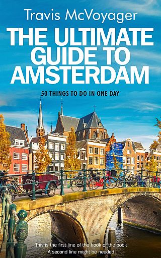 3D mockup of Curious Blue #0090 - Premade Travel Book Cover | BookCoverZone